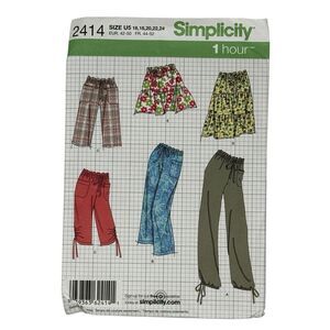 SIMPLICITY PATTERN 2414  SKIRT PANTS SHORTS  MISSES SIZES 16 18 20 22 24  UNCUT